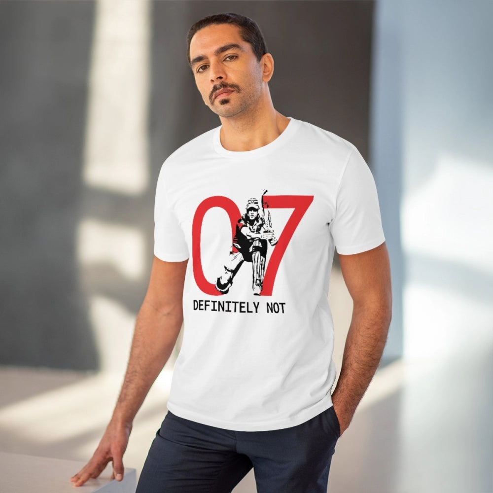 White PC cotton men's cricket design half sleeve t-shirt, 180GSM thread count for casual wear