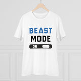 White PC Cotton Beast Mode T-shirt (180GSM), men's casual wear with half sleeves and round neck