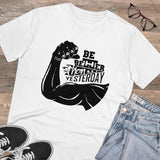 White PC Cotton 'Be Beter Than Yesterday' Men's T-Shirt (180GSM), half-sleeve round neck, casual wear