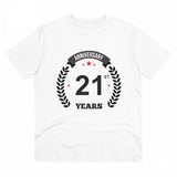 White PC Cotton Men's 21st Anniversary Printed Half Sleeve T-Shirt (180GSM) - ideal for casual occasions