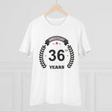 White PC Cotton Men's 36th Anniversary Printed Half-Sleeve T-Shirt (180GSM), casual occasion