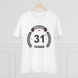 White PC Cotton Men's 31st Anniversary Printed Half-Sleeve T-Shirt (180GSM)