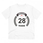 White PC Cotton Men's 28th Anniversary Printed T-Shirt (180GSM), half sleeve round neck design for casual occasions