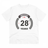 White PC Cotton Men's 28th Anniversary Printed T-Shirt (180GSM), half sleeve round neck, casual occasion