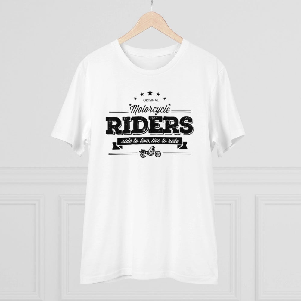 White PC Cotton Men's Bike Ride Design T-shirt (Half sleeve), casual occasion wear