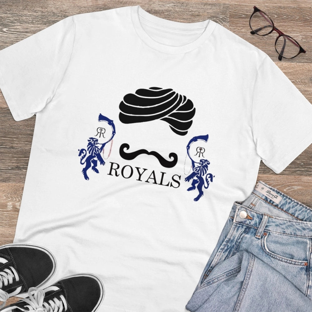 White PC Cotton cricket design men's t-shirt, half sleeve round neck with 180GSM thread count