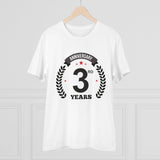 White PC Cotton Men's 3rd Anniversary Printed T-Shirt (180GSM) - Round neck, half sleeve, casual wear