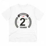 White PC Cotton Men's 2nd Anniversary Printed Half Sleeve T-Shirt (180GSM) - casual occasion