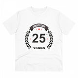 White PC Cotton Men's 25th Anniversary Printed T-Shirt (180GSM), half sleeve round neck, casual occasion