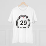 White PC Cotton Men's 29th Anniversary Printed T-Shirt (180GSM), half sleeve round neck, casual occasion
