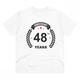 White PC cotton 48th anniversary printed men's t-shirt (180GSM), half sleeve round neck for casual occasions
