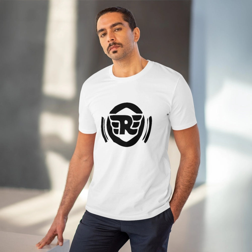 White PC cotton men's bike ride design half sleeve t-shirt (180GSM), casual occasion wear