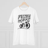 White PC cotton men's bike ride design half sleeve t-shirt, casual wear for active lifestyle