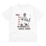 White PC Cotton cricket design men's T-shirt with half sleeves, round neck, 180GSM thread count for casual occasions