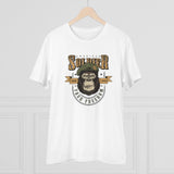 White PC cotton Gorilla design printed men's T-shirt, half sleeve with round neck, casual wear