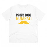 White PC Cotton Proud To Be Gujarati printed men's half sleeve t-shirt on hanger, 180GSM thread count