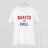 White PC Cotton Nasto And Chill printed men's t-shirt (half sleeve, round neck), 180GSM thread count