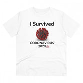White PC Cotton 'I Survived Coronavirus 2020' men's half sleeve t-shirt (180GSM)