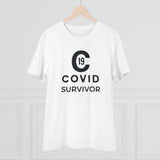 White PC Cotton Covid-19 Survivor T-shirt with half sleeves and round neck, 180GSM for men's casual wear