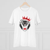 White PC Cotton Men's T-Shirt with Lion Logo Print, half sleeve, round neck, 180GSM thread count