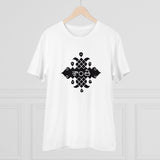 White PC Cotton Telugu Design Men's Half Sleeve T-Shirt (180GSM), casual wear on mannequin