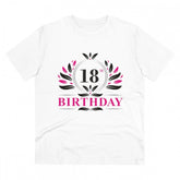 White PC Cotton 18th Birthday Printed T-Shirt (Half Sleeve, Round Neck), Men's casual wear on mannequin