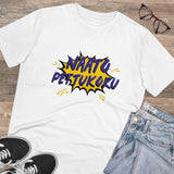 White PC Cotton Men's Telugu Design Half Sleeve T-Shirt (180GSM), casual wear on model