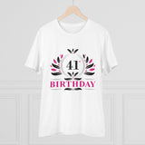 White PC cotton men's 41st birthday printed half-sleeve round neck T-shirt (180GSM), casual occasion apparel for men