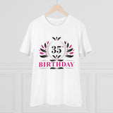 White PC Cotton Men's 35th Birthday Printed Half Sleeve T-Shirt, round neck, 180GSM thread count for casual occasions