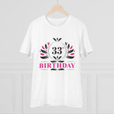 White PC Cotton 33rd Birthday Printed Men's T-Shirt with half sleeves, round neck, 180GSM thread count
