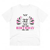 White PC Cotton Men's 32nd Birthday Printed Half Sleeve T-Shirt (180GSM), casual occasion wear