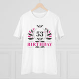 White PC Cotton Men's 53rd Birthday Printed Half Sleeve T-Shirt (180GSM), round neck, casual occasion