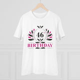 White PC Cotton Men's 46th Birthday Printed Half-Sleeve T-Shirt (180GSM), casual occasion wear