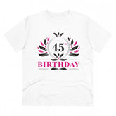 White PC Cotton 45th Birthday Printed Men's T-shirt (Half Sleeve, Round Neck)