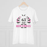 White PC Cotton 63rd Birthday Printed Men's T-Shirt (180GSM), half sleeve round neck, casual occasion