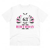 White PC Cotton Men's 63rd Birthday Printed Half Sleeve T-Shirt, ideal for casual occasions