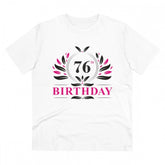 White PC Cotton 76th Birthday printed men's t-shirt (half sleeve, round neck), 180GSM thread count