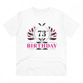 White PC Cotton 73rd Birthday T-Shirt (Half Sleeve, Round Neck), 180GSM for men's casual wear