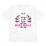 White PC Cotton 73rd Birthday T-Shirt (Half Sleeve, Round Neck), 180GSM for men's casual wear