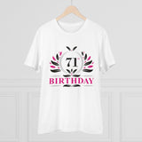 White PC cotton 71st birthday printed half sleeve t-shirt for men, casual occasion