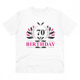White PC Cotton 70th Birthday Printed T-Shirt (Half Sleeve, Round Neck), 180GSM for men's casual wear