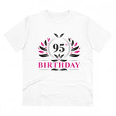 Men's white 180GSM PC cotton 95th birthday printed half-sleeve t-shirt for casual occasions