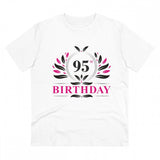 Men's white 180GSM PC cotton 95th birthday printed half-sleeve t-shirt for casual occasions