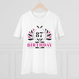 White PC Cotton 87th Birthday Printed Men's T-Shirt with half sleeves and round neck, 180GSM thread count for casual occasions
