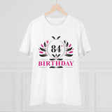 White PC cotton 84th birthday printed t-shirt, half sleeve round neck, casual occasion for men