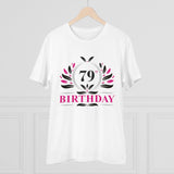 Men's white 180GSM PC Cotton 79th birthday half sleeve t-shirt with round neck, casual occasion for men