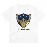 White PC Cotton Fitness Gym T-Shirt (180GSM), half sleeve, round neck for men's casual wear