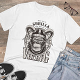 White PC Cotton Gorilla Design men's half-sleeve t-shirt with round neck, casual wear