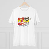 White PC Cotton work-from-home design printed men's T-shirt with half sleeves, round neck, 180GSM thread count