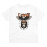 White PC Cotton Gorilla Design Printed Men's T-Shirt (180GSM), casual wear with half sleeves